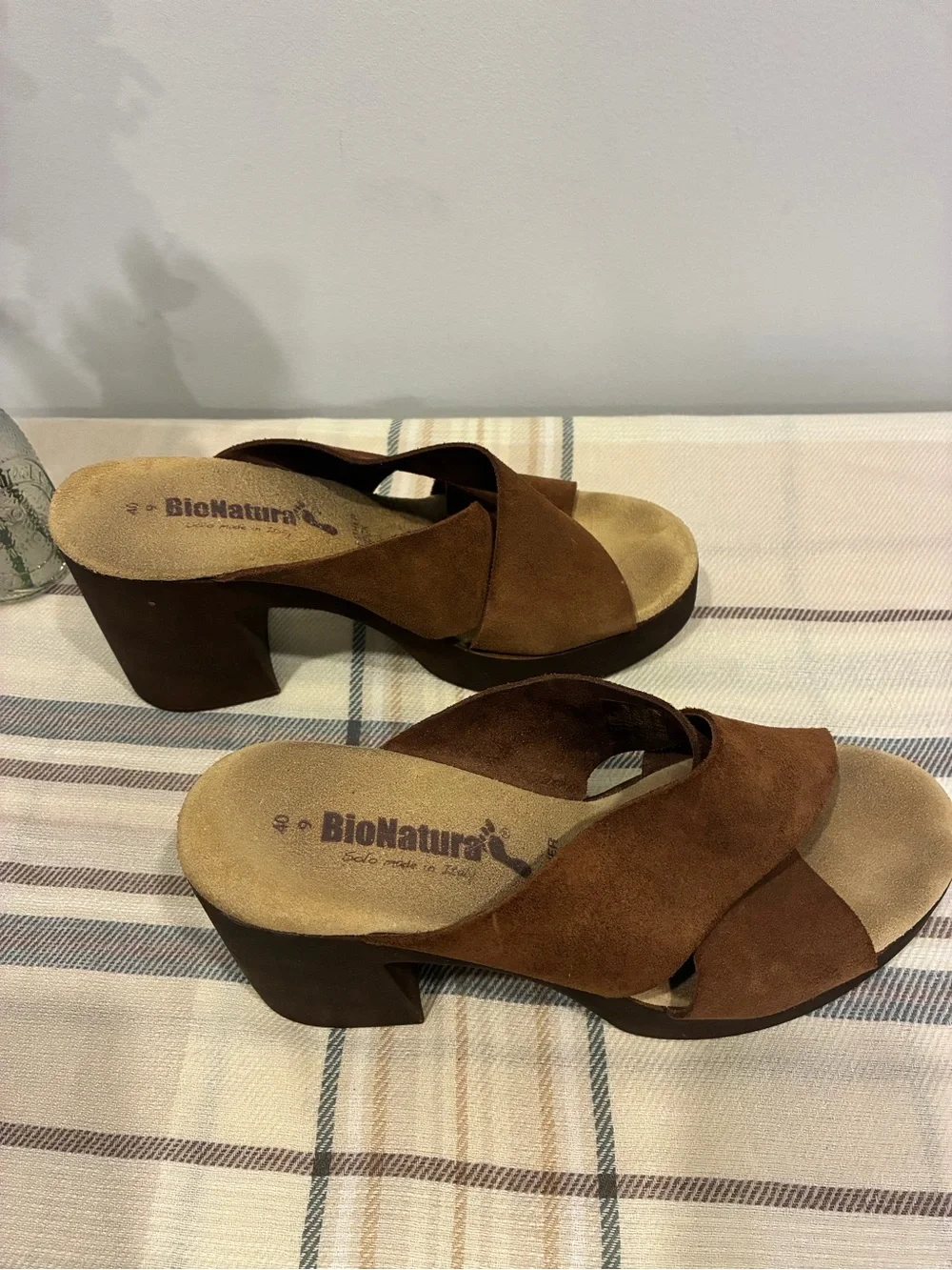Brown Suede Crisscross Platform Sandals - Biedermann